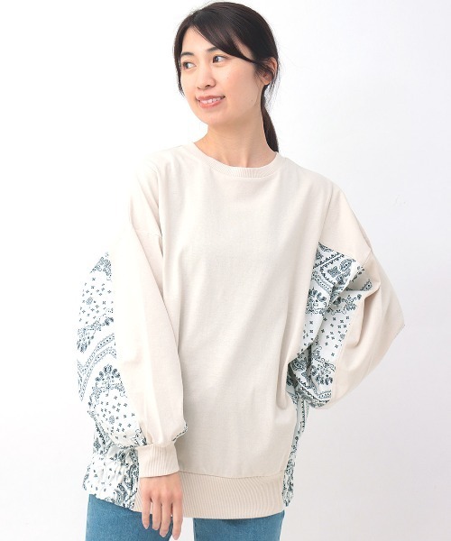 チチカカ（チチカカ）の「バンダナプリントコンビプルオーバー（Tシャツ/カットソー・レディース・ネイビー/ベージュ/チャコールグレー・FREE）」の16枚目の写真