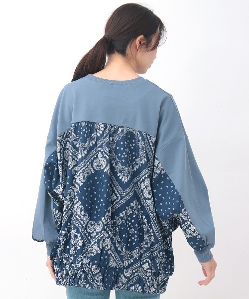 チチカカ（チチカカ）の「バンダナプリントコンビプルオーバー（Tシャツ/カットソー・レディース・ネイビー/ベージュ/チャコールグレー・FREE）」の9枚目の写真