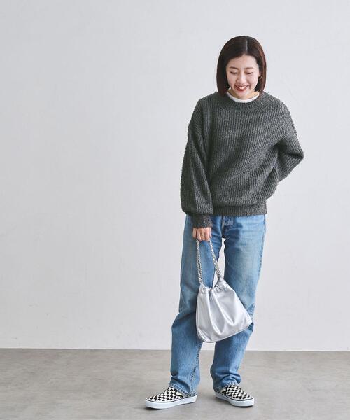 coen（コーエン）の「カールヤーンアゼ編みニット（ニット/セーター・レディース・オフホワイト/ダークグレー/コバルトブルー・FREE）」の16枚目の写真