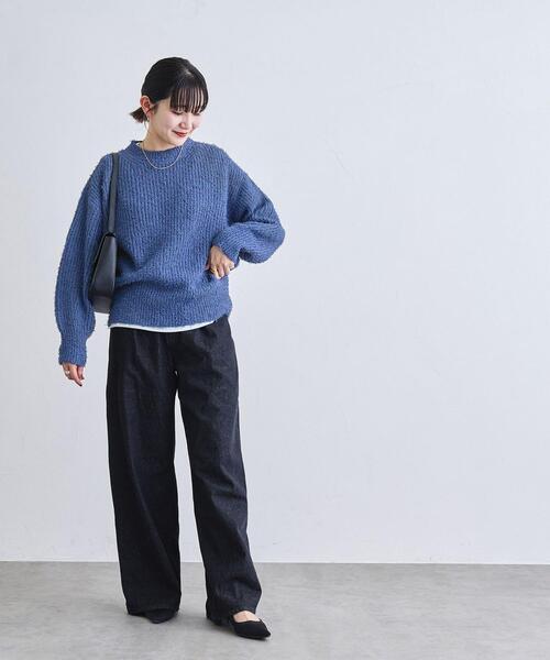 coen（コーエン）の「カールヤーンアゼ編みニット（ニット/セーター・レディース・オフホワイト/ダークグレー/コバルトブルー・FREE）」の22枚目の写真