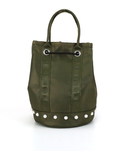 COLDE （コルデ）の「パール付き2way巾着ミニトートバッグ（トートバッグ・レディース・ベージュ/ブラック/カーキ/パープル・FREE）」の6枚目の写真