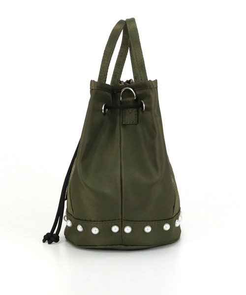 COLDE （コルデ）の「パール付き2way巾着ミニトートバッグ（トートバッグ・レディース・ベージュ/ブラック/カーキ/パープル・FREE）」の7枚目の写真