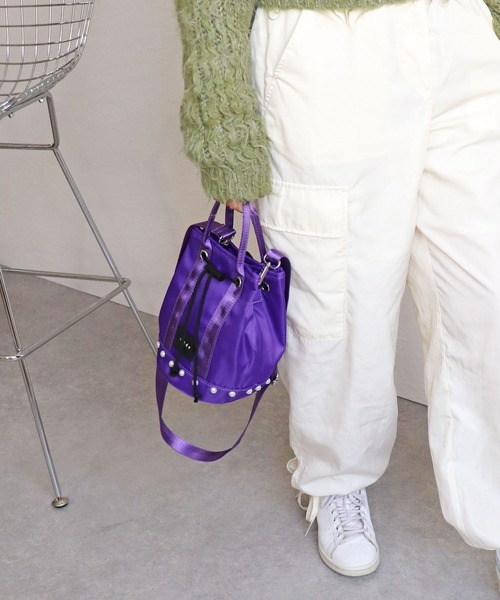 COLDE （コルデ）の「パール付き2way巾着ミニトートバッグ（トートバッグ・レディース・ベージュ/ブラック/カーキ/パープル・FREE）」の14枚目の写真