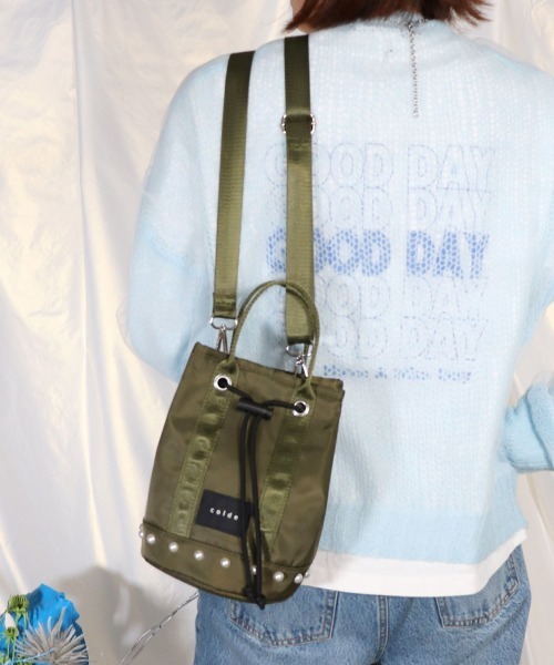 COLDE （コルデ）の「パール付き2way巾着ミニトートバッグ（トートバッグ・レディース・ベージュ/ブラック/カーキ/パープル・FREE）」の19枚目の写真