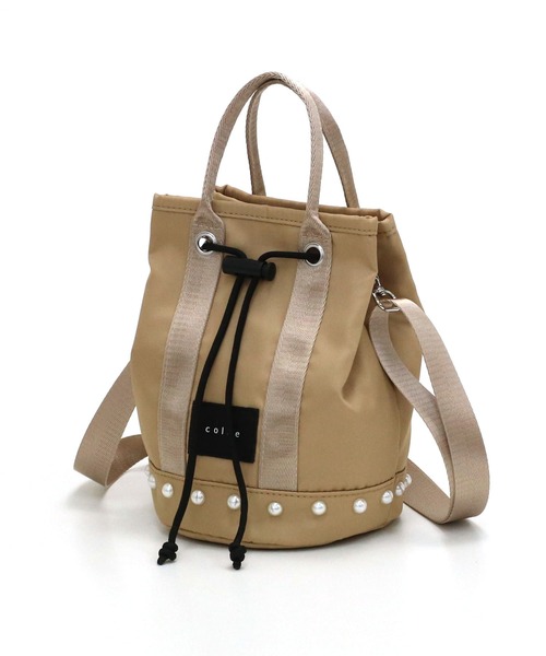 COLDE （コルデ）の「パール付き2way巾着ミニトートバッグ（トートバッグ・レディース・ベージュ/ブラック/カーキ/パープル・FREE）」の13枚目の写真