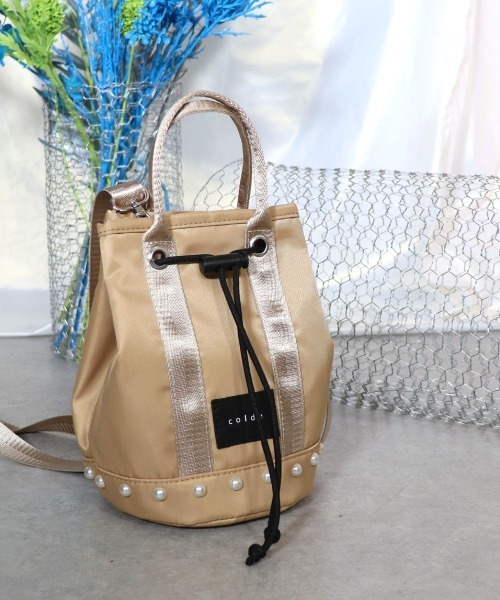 COLDE （コルデ）の「パール付き2way巾着ミニトートバッグ（トートバッグ・レディース・ベージュ/ブラック/カーキ/パープル・FREE）」の18枚目の写真