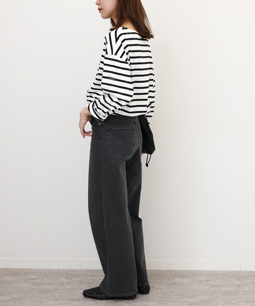 LEMINOR(ルミノール)の「別注【Leminor/ルミノア】*RELUME Loose border Tee:カットソー(Tシャツ/カットソー・レディース・ブルー/ピンク/ブラック/ライトグリーン・FREE)」の8枚目の写真