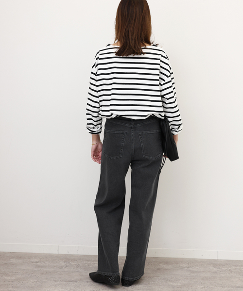 LEMINOR(ルミノール)の「別注【Leminor/ルミノア】*RELUME Loose border Tee:カットソー(Tシャツ/カットソー・レディース・ブルー/ピンク/ブラック/ライトグリーン・FREE)」の9枚目の写真