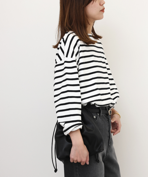 LEMINOR(ルミノール)の「別注【Leminor/ルミノア】*RELUME Loose border Tee:カットソー(Tシャツ/カットソー・レディース・ブルー/ピンク/ブラック/ライトグリーン・FREE)」の11枚目の写真