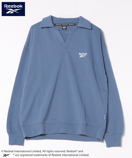 Reebok(リーボック)の「Reebok リーボック WEB限定 別注 ブランド ロゴ ワンポイントスキッパーネック 裏毛 長袖 プルオーバー スウェット トレーナー(スウェット・メンズ・ブルー/ホワイト/ブラック・M/LL/L)」の3枚目の写真