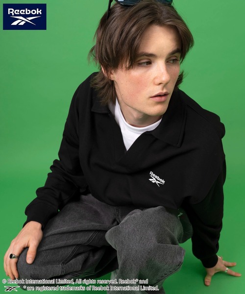 Reebok(リーボック)の「Reebok リーボック WEB限定 別注 ブランド ロゴ ワンポイントスキッパーネック 裏毛 長袖 プルオーバー スウェット トレーナー(スウェット・メンズ・ブルー/ホワイト/ブラック・M/LL/L)」の6枚目の写真