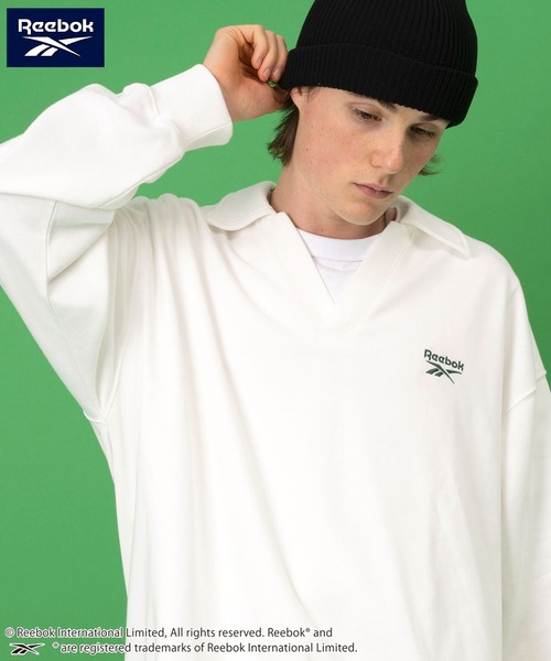 Reebok(リーボック)の「Reebok リーボック WEB限定 別注 ブランド ロゴ ワンポイントスキッパーネック 裏毛 長袖 プルオーバー スウェット トレーナー(スウェット・メンズ・ブルー/ホワイト/ブラック・M/LL/L)」の8枚目の写真