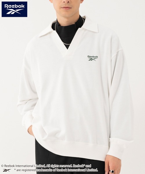 Reebok(リーボック)の「Reebok リーボック WEB限定 別注 ブランド ロゴ ワンポイントスキッパーネック 裏毛 長袖 プルオーバー スウェット トレーナー(スウェット・メンズ・ブルー/ホワイト/ブラック・M/LL/L)」の12枚目の写真