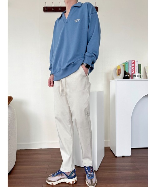 Reebok(リーボック)の「Reebok リーボック WEB限定 別注 ブランド ロゴ ワンポイントスキッパーネック 裏毛 長袖 プルオーバー スウェット トレーナー(スウェット・メンズ・ブルー/ホワイト/ブラック・M/LL/L)」の16枚目の写真