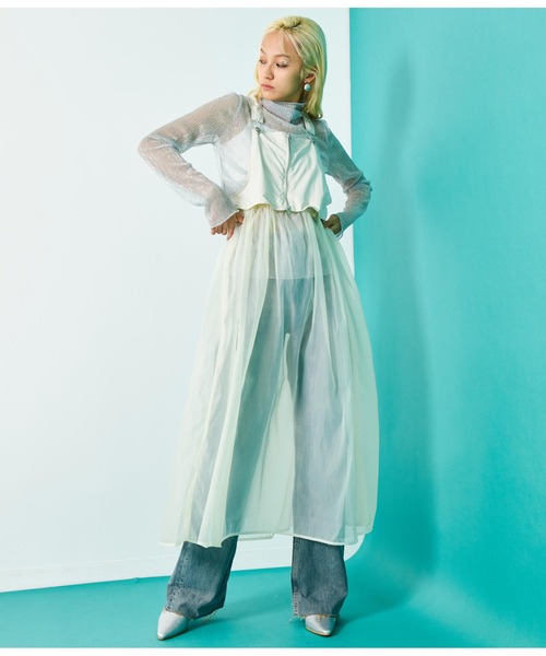 Settimissimo（セッティミッシモ）の「オーガンジー 切替マルチWAY ワンピース ロング（ワンピース・レディース・アイボリー/ブラック・FREE）」の4枚目の写真