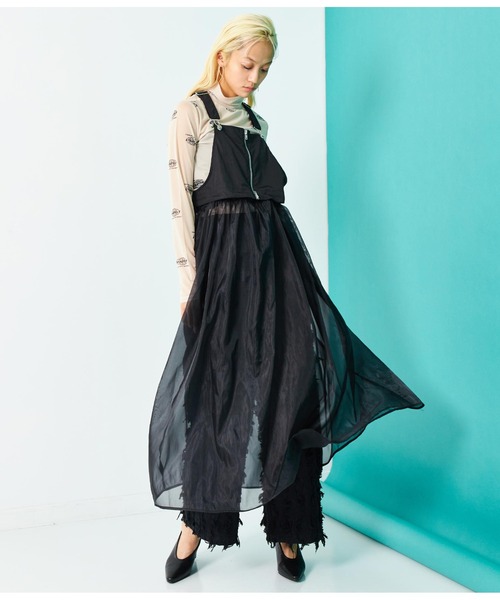 Settimissimo（セッティミッシモ）の「オーガンジー 切替マルチWAY ワンピース ロング（ワンピース・レディース・アイボリー/ブラック・FREE）」の14枚目の写真