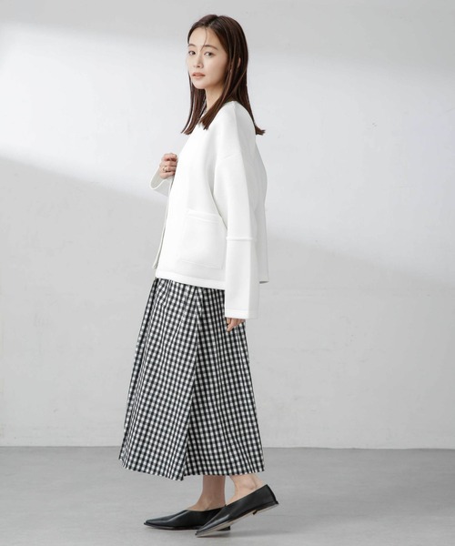 NANO universe（ナノユニバース）の「ダンボールカットノーカラージャケット（ノーカラージャケット・レディース・アイボリー/ブラック/モカ・FREE）」の17枚目の写真