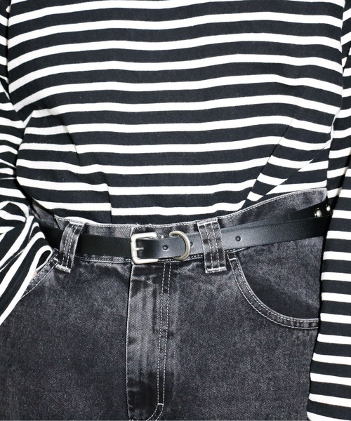 hobo（ホーボー）の「HOBO/ホーボー STUDDED BUCKLE BELT COW LEATHER スタッズカウレザーベルト（ベルト・メンズ・ブラック・ONE SIZE）」の3枚目の写真