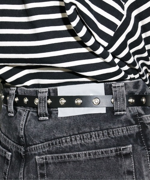 hobo（ホーボー）の「HOBO/ホーボー STUDDED BUCKLE BELT COW LEATHER スタッズカウレザーベルト（ベルト・メンズ・ブラック・ONE SIZE）」の4枚目の写真