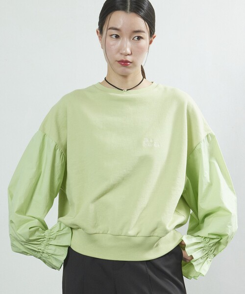 Firsthand（ファーストハンド）の「Firsthand/ファーストハンド オゾン加工キャンディスリーブスウェット（スウェット・レディース・ブラック/オフホワイト/ブルーグリーン・ﾌﾘ-）」の4枚目の写真