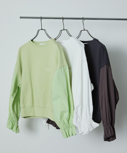 Firsthand（ファーストハンド）の「Firsthand/ファーストハンド オゾン加工キャンディスリーブスウェット（スウェット・レディース・ブラック/オフホワイト/ブルーグリーン・ﾌﾘ-）」の5枚目の写真