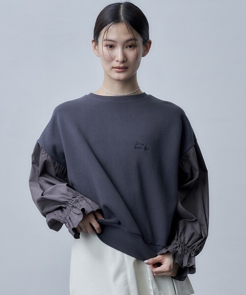 Firsthand（ファーストハンド）の「Firsthand/ファーストハンド オゾン加工キャンディスリーブスウェット（スウェット・レディース・ブラック/オフホワイト/ブルーグリーン・ﾌﾘ-）」の6枚目の写真