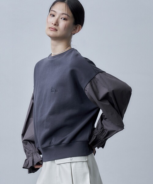 Firsthand（ファーストハンド）の「Firsthand/ファーストハンド オゾン加工キャンディスリーブスウェット（スウェット・レディース・ブラック/オフホワイト/ブルーグリーン・ﾌﾘ-）」の7枚目の写真