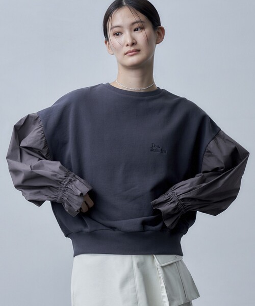 Firsthand（ファーストハンド）の「Firsthand/ファーストハンド オゾン加工キャンディスリーブスウェット（スウェット・レディース・ブラック/オフホワイト/ブルーグリーン・ﾌﾘ-）」の8枚目の写真