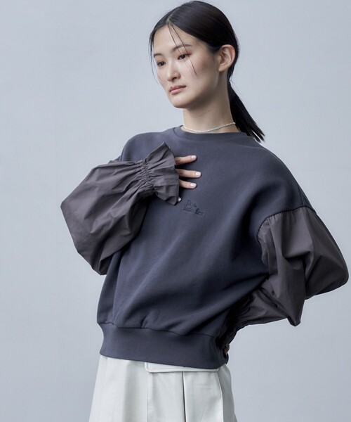 Firsthand（ファーストハンド）の「Firsthand/ファーストハンド オゾン加工キャンディスリーブスウェット（スウェット・レディース・ブラック/オフホワイト/ブルーグリーン・ﾌﾘ-）」の9枚目の写真