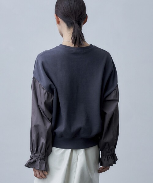 Firsthand（ファーストハンド）の「Firsthand/ファーストハンド オゾン加工キャンディスリーブスウェット（スウェット・レディース・ブラック/オフホワイト/ブルーグリーン・ﾌﾘ-）」の11枚目の写真