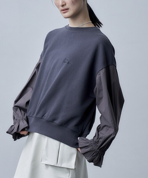 Firsthand（ファーストハンド）の「Firsthand/ファーストハンド オゾン加工キャンディスリーブスウェット（スウェット・レディース・ブラック/オフホワイト/ブルーグリーン・ﾌﾘ-）」の13枚目の写真