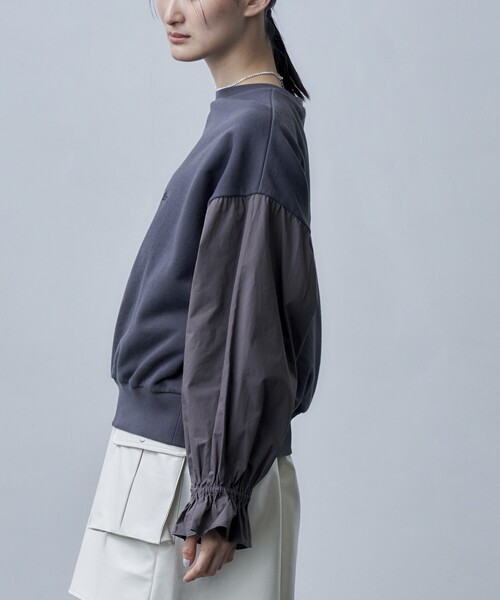 Firsthand（ファーストハンド）の「Firsthand/ファーストハンド オゾン加工キャンディスリーブスウェット（スウェット・レディース・ブラック/オフホワイト/ブルーグリーン・ﾌﾘ-）」の14枚目の写真