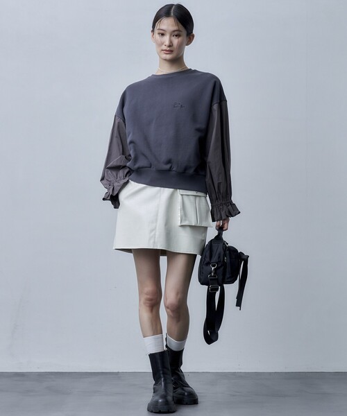 Firsthand（ファーストハンド）の「Firsthand/ファーストハンド オゾン加工キャンディスリーブスウェット（スウェット・レディース・ブラック/オフホワイト/ブルーグリーン・ﾌﾘ-）」の15枚目の写真