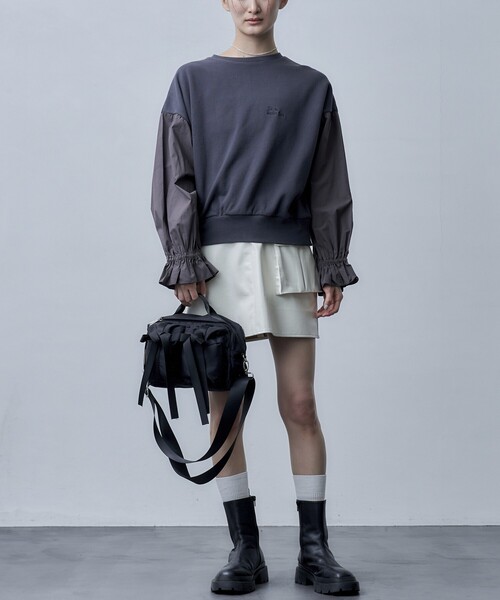 Firsthand（ファーストハンド）の「Firsthand/ファーストハンド オゾン加工キャンディスリーブスウェット（スウェット・レディース・ブラック/オフホワイト/ブルーグリーン・ﾌﾘ-）」の21枚目の写真