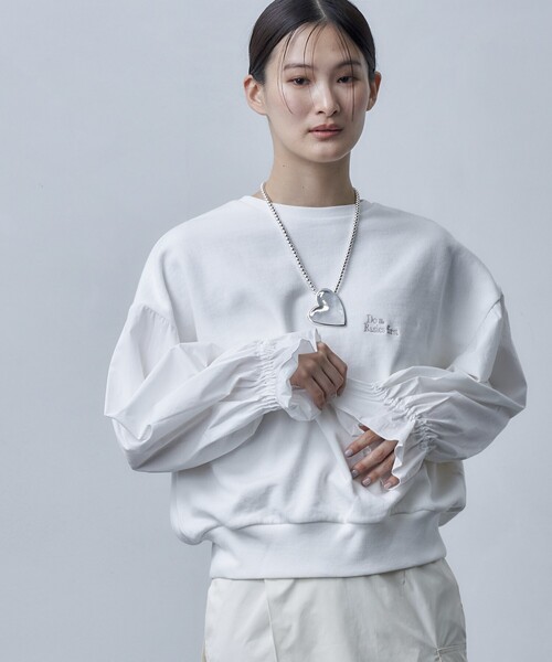 Firsthand（ファーストハンド）の「Firsthand/ファーストハンド オゾン加工キャンディスリーブスウェット（スウェット・レディース・ブラック/オフホワイト/ブルーグリーン・ﾌﾘ-）」の22枚目の写真