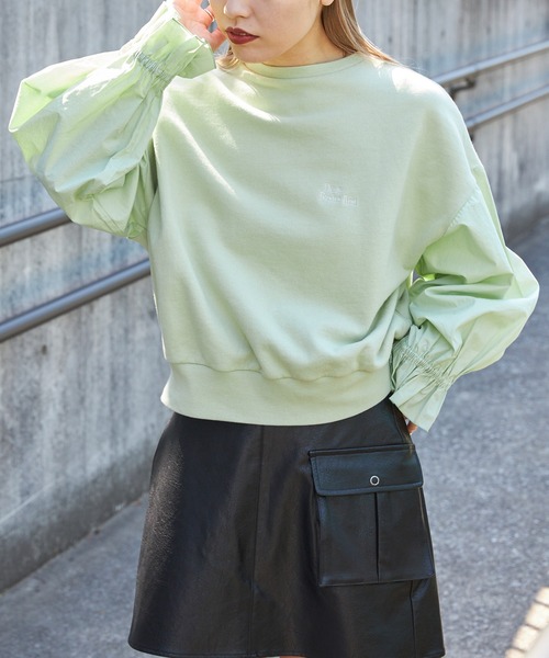 Firsthand（ファーストハンド）の「Firsthand/ファーストハンド オゾン加工キャンディスリーブスウェット（スウェット・レディース・ブラック/オフホワイト/ブルーグリーン・ﾌﾘ-）」の3枚目の写真