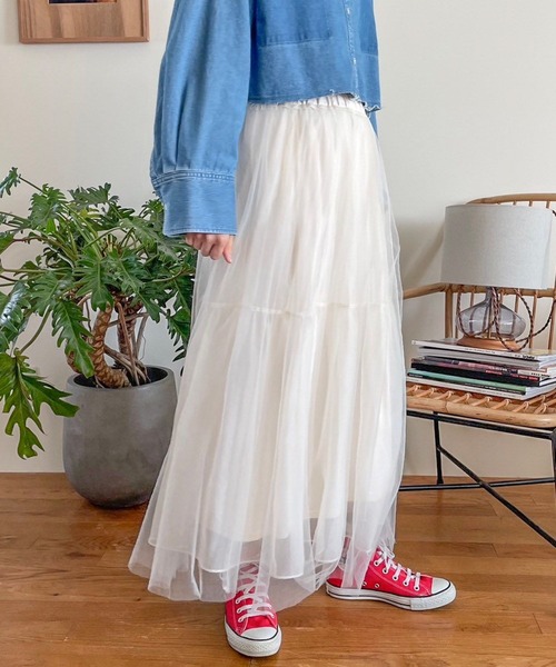 LOWRYS FARM（ローリーズファーム）の「シアーボリュームスカート　996863（スカート・レディース・アイボリー/ブラック/グレー/その他・FREE）」の20枚目の写真