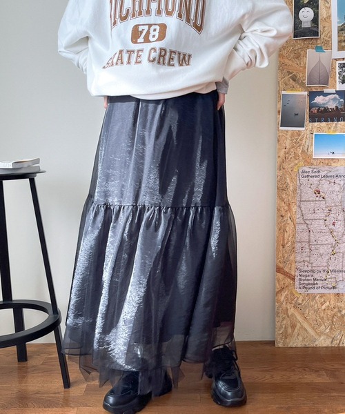 LOWRYS FARM（ローリーズファーム）の「シアーボリュームスカート　996863（スカート・レディース・アイボリー/ブラック/グレー/その他・FREE）」の7枚目の写真