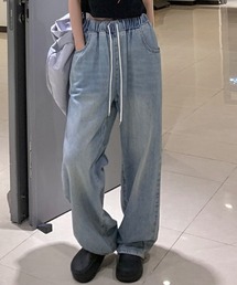 LADY LIKE（レディライク）の「ウエストゴムワイドデニムパンツ（デニムパンツ）」