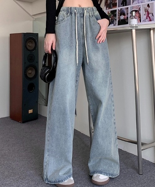 LADY LIKE（レディライク）の「ウエストゴムワイドデニムパンツ（デニムパンツ・レディース・サックスブルー・M）」の6枚目の写真