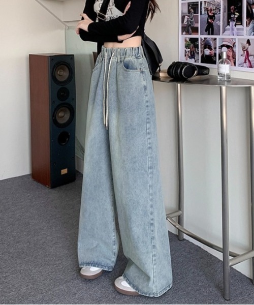 LADY LIKE（レディライク）の「ウエストゴムワイドデニムパンツ（デニムパンツ・レディース・サックスブルー・M）」の8枚目の写真