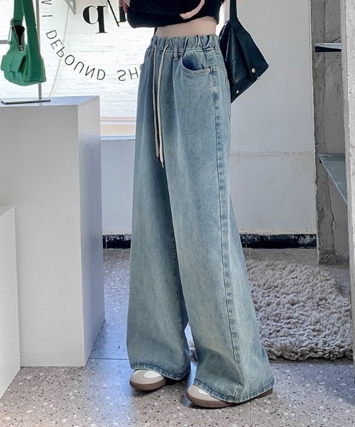 LADY LIKE（レディライク）の「ウエストゴムワイドデニムパンツ（デニムパンツ・レディース・サックスブルー・M）」の9枚目の写真