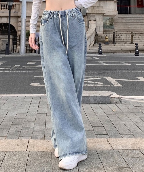 LADY LIKE（レディライク）の「ウエストゴムワイドデニムパンツ（デニムパンツ・レディース・サックスブルー・M）」の10枚目の写真