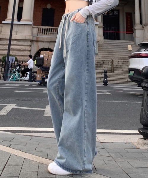 LADY LIKE（レディライク）の「ウエストゴムワイドデニムパンツ（デニムパンツ・レディース・サックスブルー・M）」の11枚目の写真