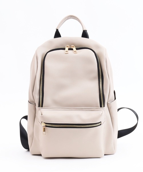 COOCO（クーコ）の「フェイクレザー１０ポケットミディアムサイズリュック／Ａ４対応（バックパック/リュック・レディース・ライトグレー/ブラック・9）」の21枚目の写真