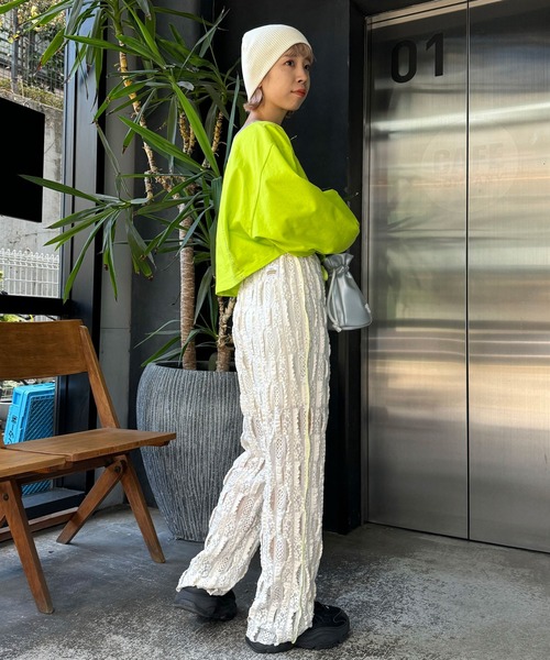 HELLO.SANFRANCISCO（ハローサンフランシスコ）の「【HELLO.SANFRANCISCO/ハローサンフランシスコ】フリルレース配色ステッチパンツ（その他パンツ・レディース・ブラック/アイボリー・FREE）」の9枚目の写真