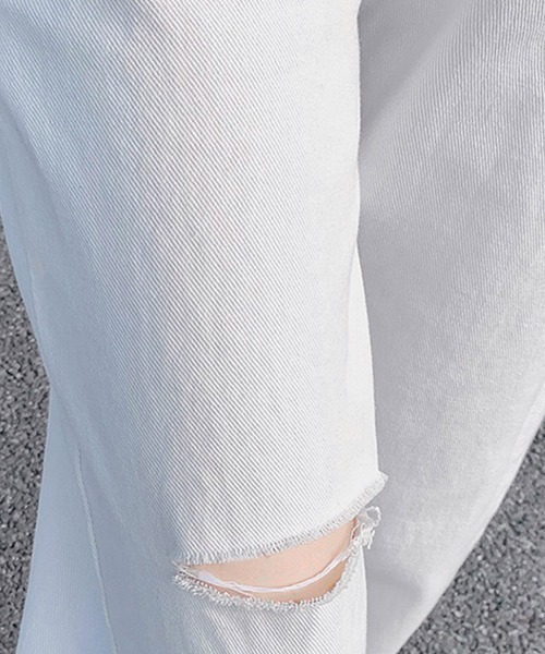 Miniministore(ミニミニストア)の「デニムストレートパンツ ダメージジーンス(デニムパンツ・レディース・サックスブルー/ホワイト/ブラック・L/M/S/XL)」の14枚目の写真
