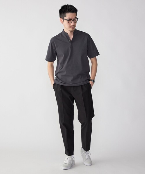 SHIPS（シップス）の「【WEB限定】SHIPS:〈接触冷感〉アイスタッチ プレーティングジャージー パイピング バンドカラーポロシャツ（ポロシャツ・メンズ・ダークグレー/ネイビー/ホワイト/ブラック・SMALL/MEDIUM/LARGE/X-LARGE）」の8枚目の写真