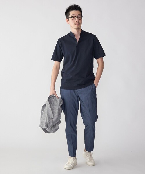 SHIPS（シップス）の「【WEB限定】SHIPS:〈接触冷感〉アイスタッチ プレーティングジャージー パイピング バンドカラーポロシャツ（ポロシャツ・メンズ・ダークグレー/ネイビー/ホワイト/ブラック・SMALL/MEDIUM/LARGE/X-LARGE）」の10枚目の写真