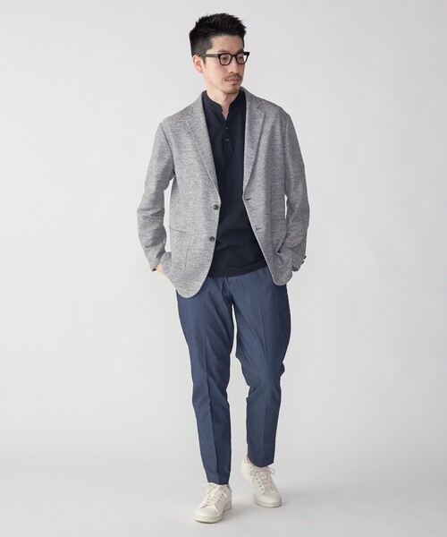 SHIPS（シップス）の「【WEB限定】SHIPS:〈接触冷感〉アイスタッチ プレーティングジャージー パイピング バンドカラーポロシャツ（ポロシャツ・メンズ・ダークグレー/ネイビー/ホワイト/ブラック・SMALL/MEDIUM/LARGE/X-LARGE）」の11枚目の写真